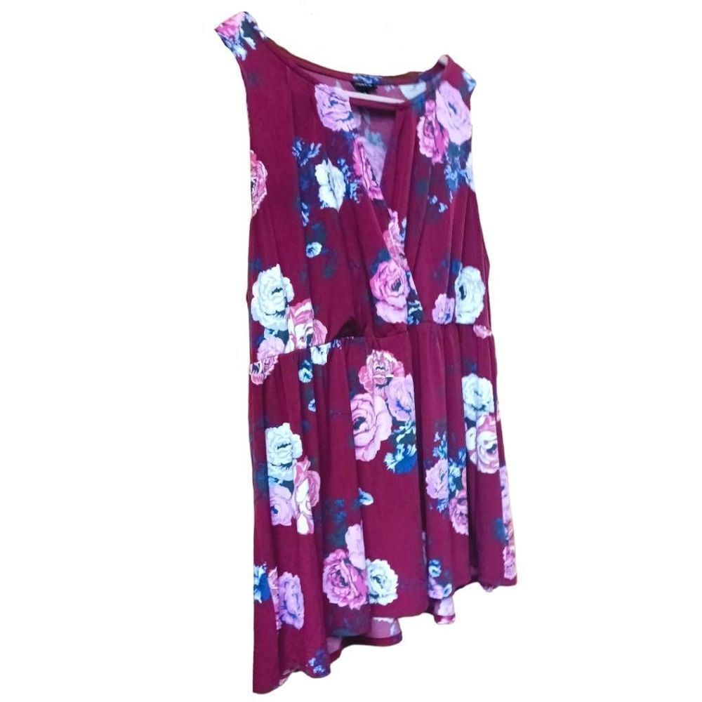 Torrid 3X Burgundy Floral Keyhole Babydoll Tank Top NWOT - Picture 5 of 11
